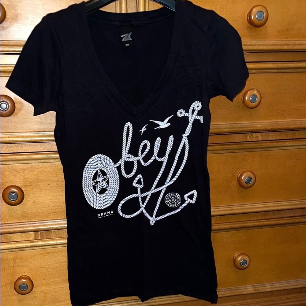 Obey Black and White Graphic Tee